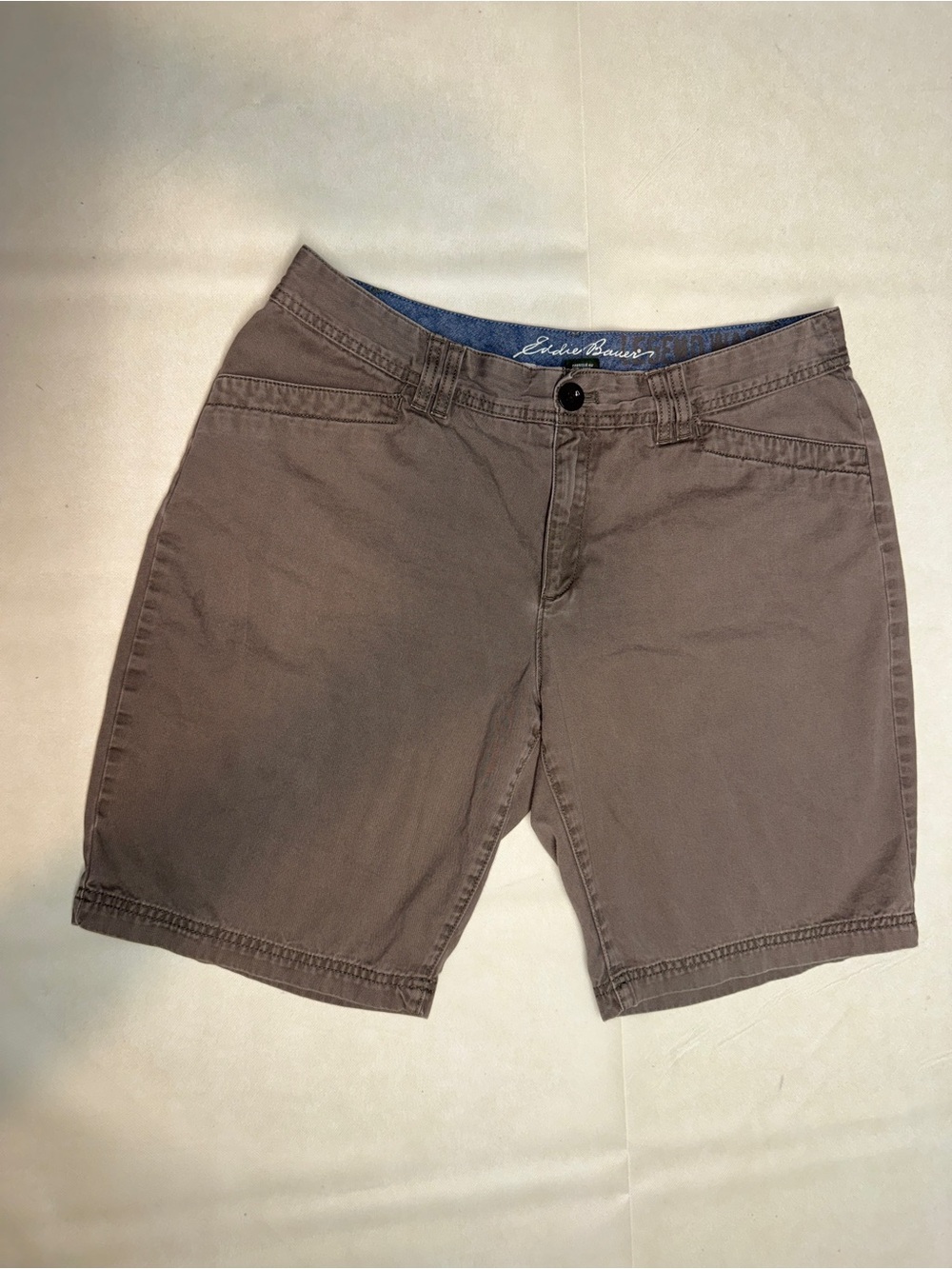 Eddie Bauer Men's Taupe Flat-Front Shorts